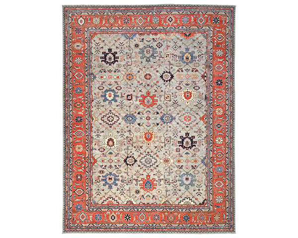 9x12 Gray Aryana Afghan Hand Knotted Veg Dye Wool Area Rug